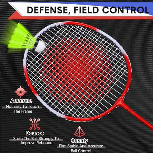 Image of 12 Pack Badminton Rackets Set Including Badminton Racquets, Nylon Shuttlecocks and Carry Bag for Outdoor Backyard Games Beginners