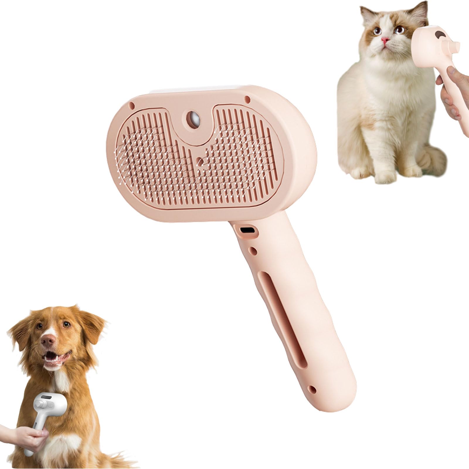 Chevaroo - Cepillo de vapor para caballo, cepillo de vapor Chevaroo 2E Generación para mascotas, peine de depilación para gatos, perros, mascotas, mascotas grandes y pequeñas (rosa)
