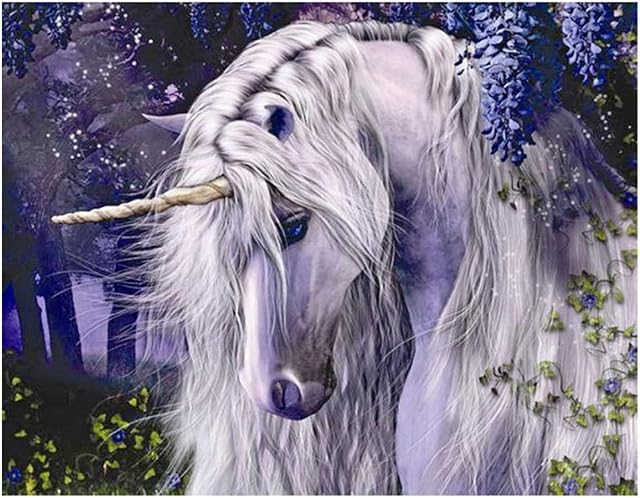 mpiecol Unicorn Diamond Painting 5D Diamond Painting Kits, DIY Diamond Painting Cross Stitch Full Drill Crystal Rhinestone Painting Embroidery Paintings Pictures for Wall Decor 13.7"x17.7"/35x45CM