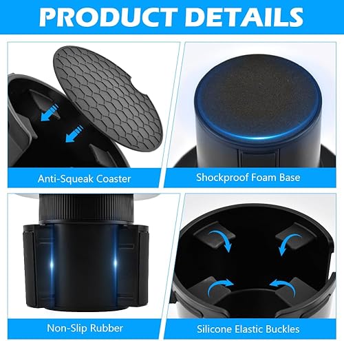 Miniatura 4 de Expansor de portavasos 2 en 1 para automóvil con 4 ganchos, base ajustable y expandible mejorada, opción de compensación, accesorios versátiles para