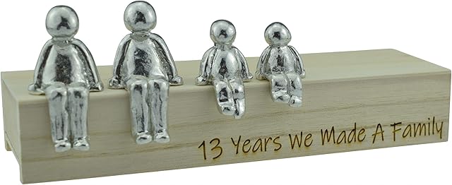 13th Anniversary Idea - 13 Years We Made A Family Metal Ornament - Choose Your Family Combination Box & Woodgrain May Vary(2 Children)