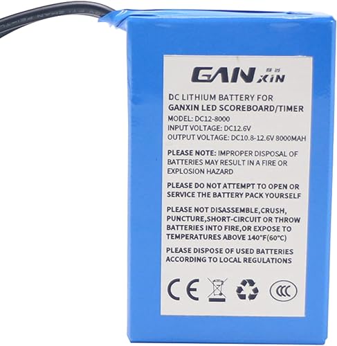 Miniatura 2 de Batería de litio 12V 8000mAh DC Batería para marcadorreloj de carreras, batería de litio de recarga externa con indicador de carga y carga Batería