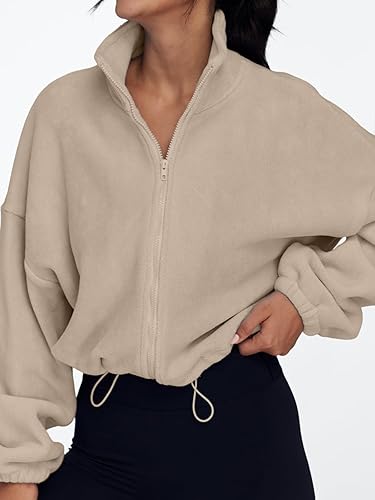 Miniatura 2 de AUTOMET Chaquetas de forro polar con cremallera para mujer, sudaderas de gran tamaño, ropa de invierno, manga larga, sherpa, trajes de otoño, moda