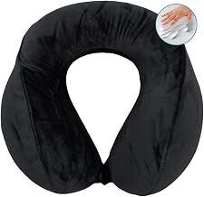 Travesseiro de Viagem Almofada de Pescoço Visco Nasa Ergonômico Anatômico Capa Removível com botão Preto - Viva Conforto