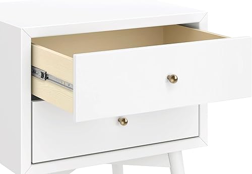 Miniatura 28 de Babyletto Palma - Mesita de noche montada con 2 cajones y puerto de carga USB, de mediados de siglo en nogal natural Nogal natural.,gris