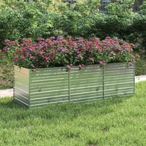 Lit surélevé de jardin en acier galvanisé argenté 240x80cm - 3