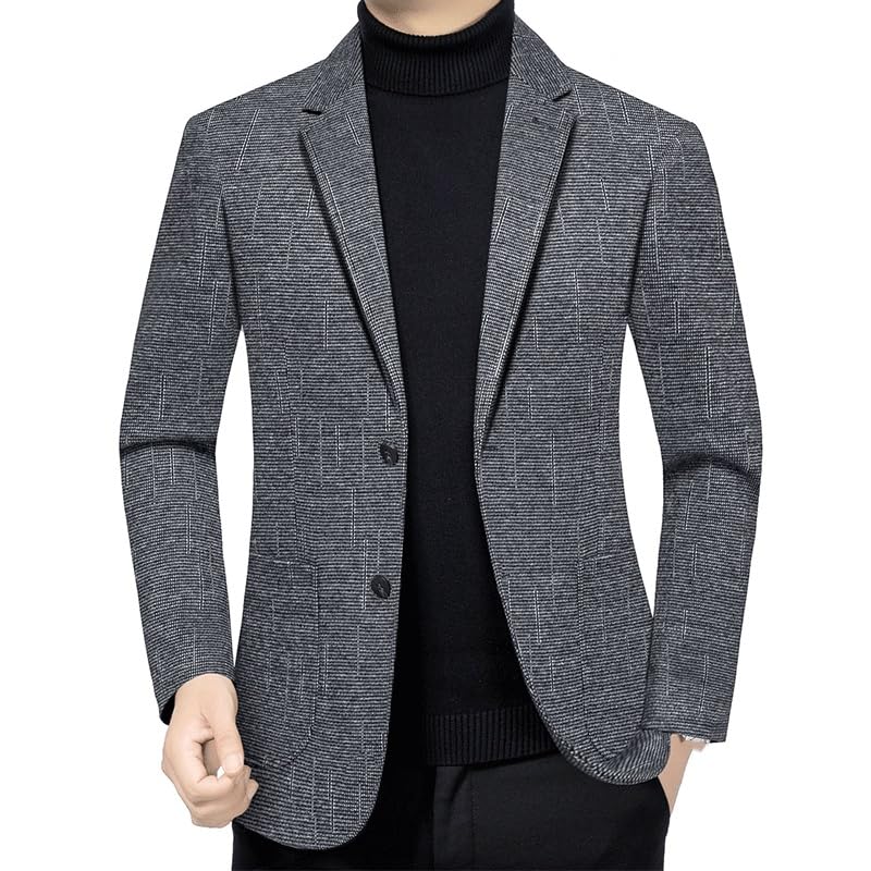 Mens Gray Houndstooth Blazers Casual Sport Coats Lightweight Two Button Suit Jacket for Wedding Prom Homecoming