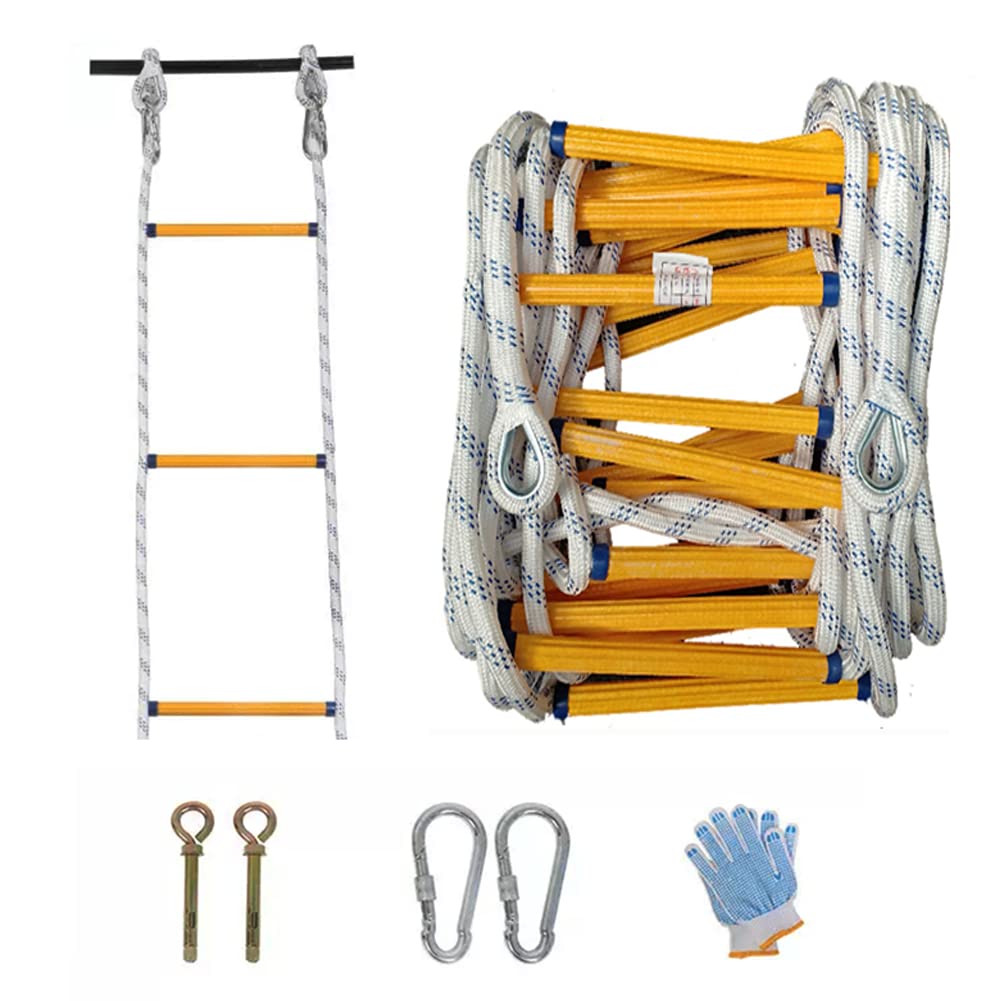 Escalera de Cuerda Escalera de Escape en Caso de Incendio 2/3/4 Pisos para Columpio con Ganchos para un despliegue rápido en Fuego Compacto y liviano para niños y Adultos / 2