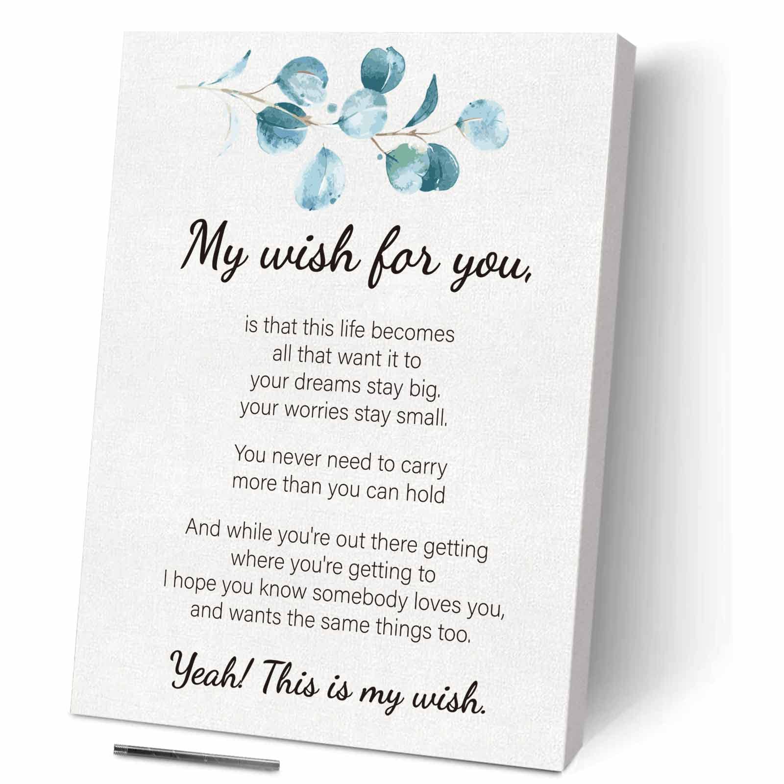 GenericCollege Graduation Gifts for Daughter Son - Inspirational Wall Art My Wish for You - Retirement Going Away Farewell Gifts, New Job New beginnings Gifts for Her Him, Divorce Gifts for Women