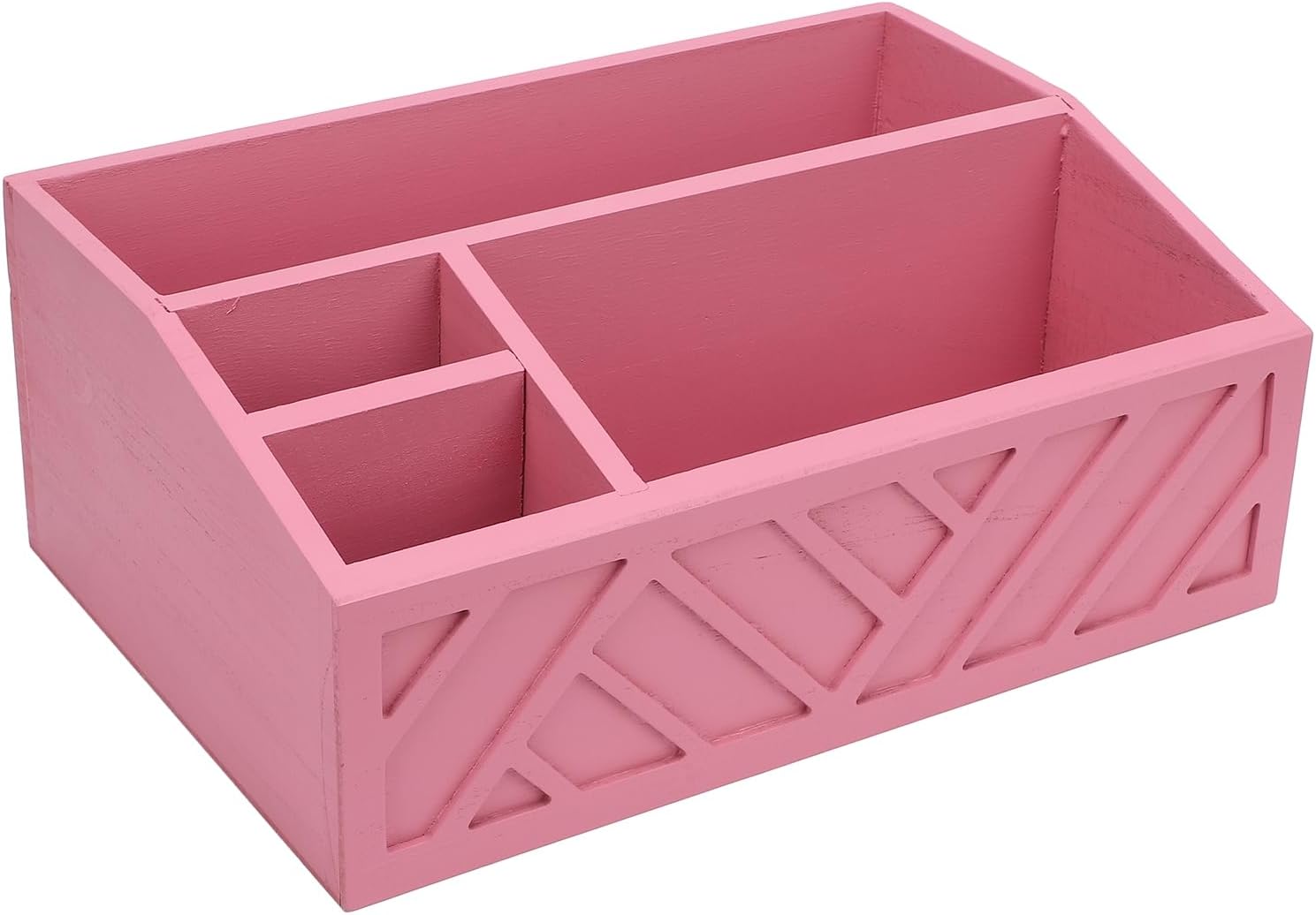 Coffee Station Organizer for Countertop, Wooden Coffee Bar Organizer with Divider, Pods Holder Storage Basket, Tea Condiment Storage, 12.6 x 8.46 x 4.92in (Roseate)