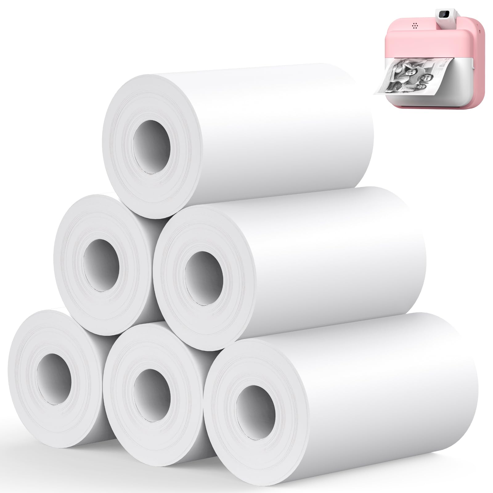 6 Rolls Kids Instant Print Camera Thermal Paper Rolls - Printer Camera Photo Papers for Most Children Instant Print Camera