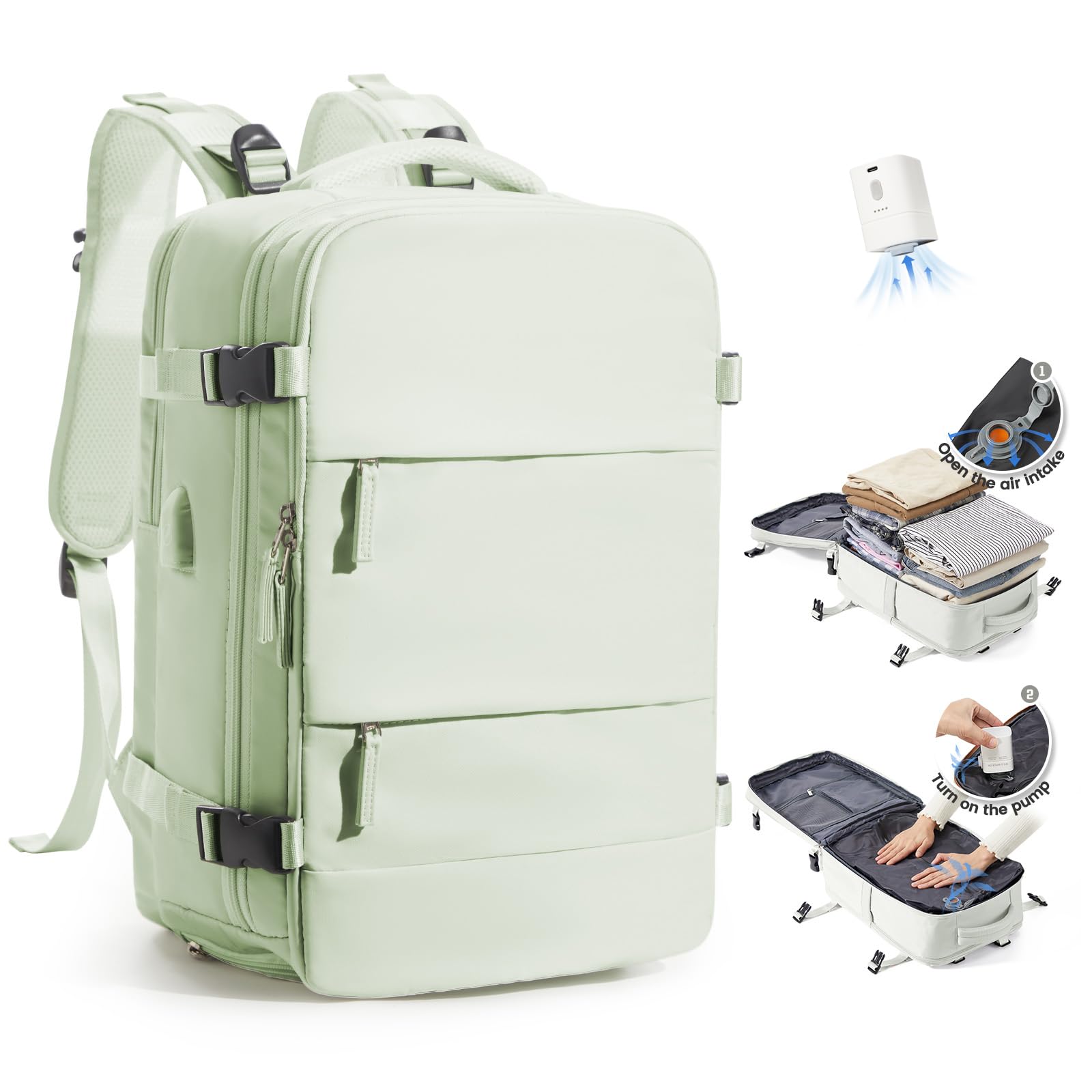 SZLX Mochila al Vacio con Bomba Equipaje de Mano 40x30x20 Ryanair Vueling Wizzair Easyjet Mochila Viaje Cabina Avion 40x20x25 Ryanair Mujer Mochila de transporte Impermeable para Computadora Portátil — view 23