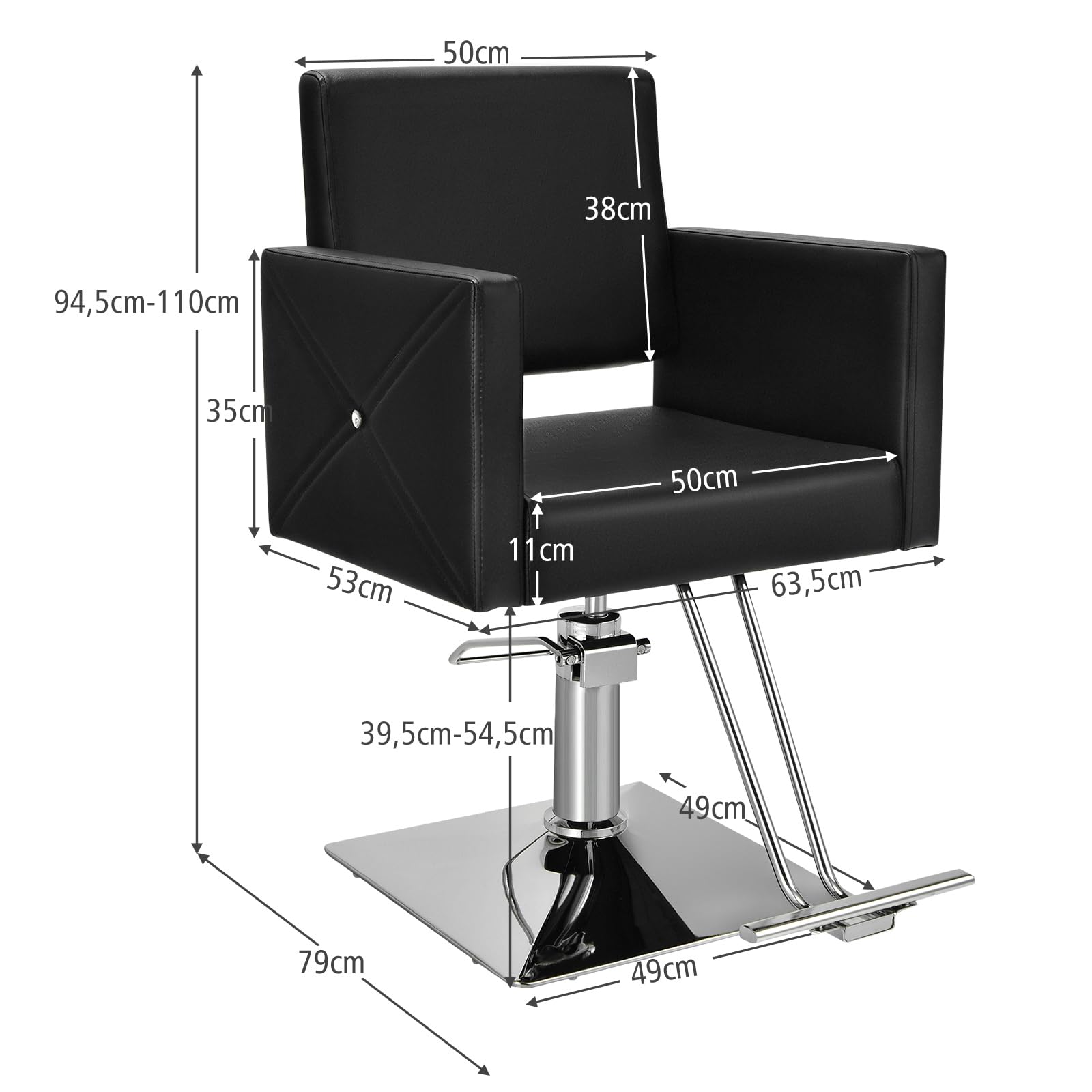 COSTWAY Friseurstuhl höhenverstellbar, Friseursessel mit hydraulischer Pumpe, 360° drehbar, Barberstuhl mit Fußstütze, Barbersessel für Friseursalon, Frisörladen, Barbershop (Schwarz)