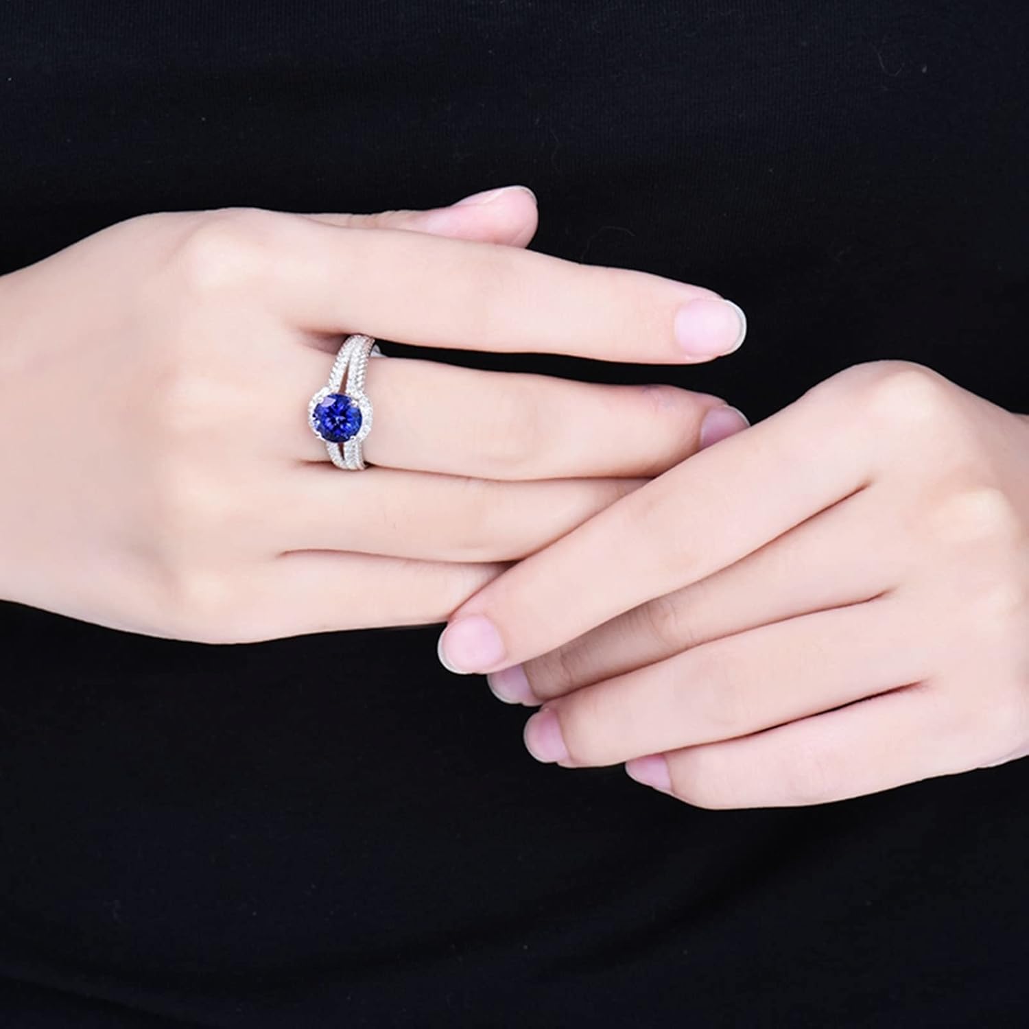 Engagement Ring 18K White Gold, Marriage Rings Engagement Elegant Round Shaped Rings Promise Gifts for Women
