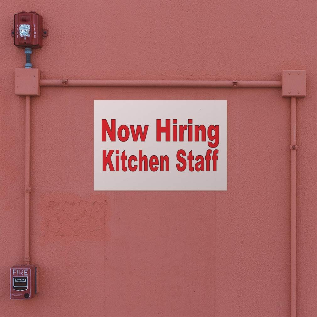 Decal Stickers Multiple Sizes Now Hiring Kitchen Staff Red Industrial Vinyl Safety Sign Label Business 36x24Inches