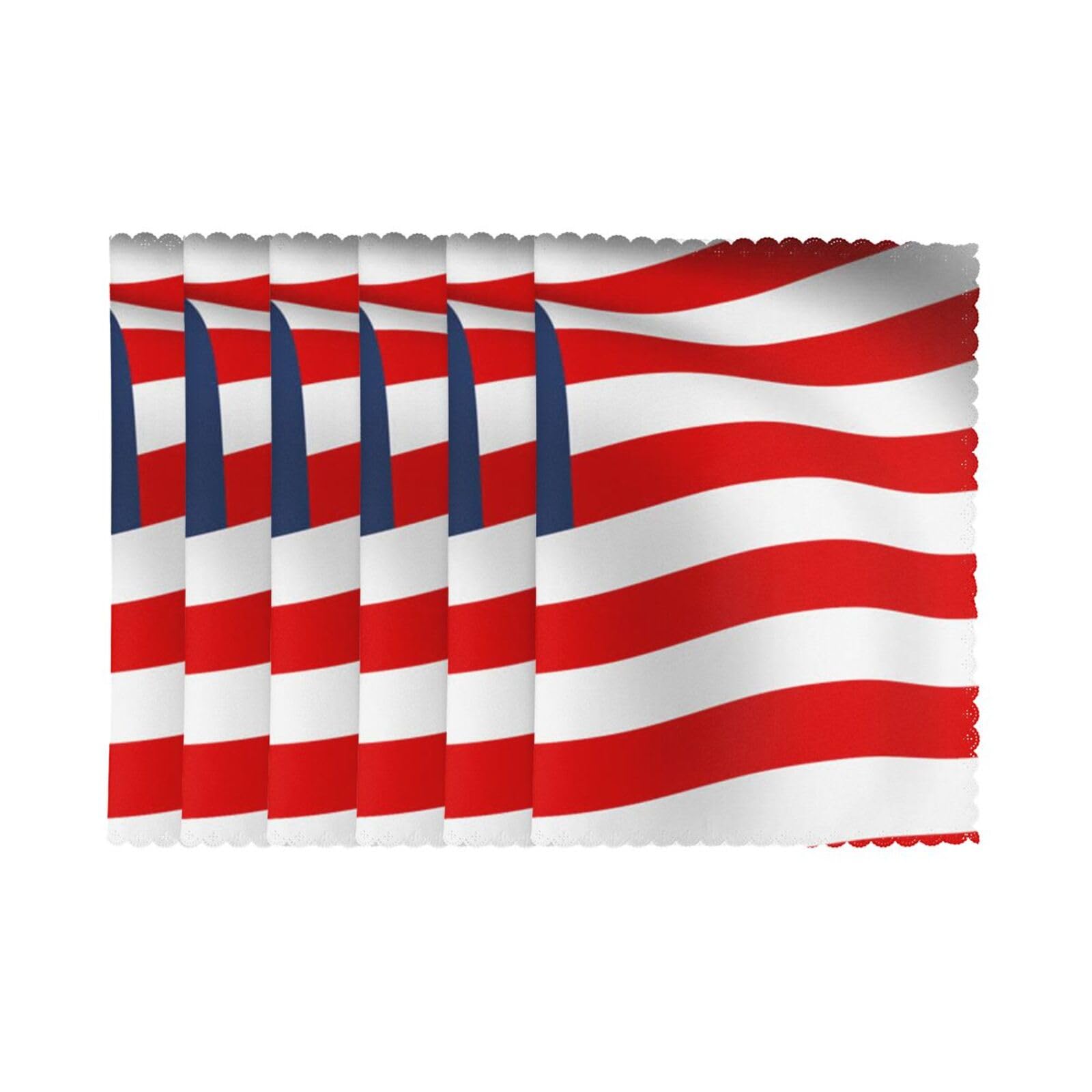 6 PCS Heat Resistant Placemat 45x30 CM, American Flag Patriotic Printed Non-Slip Place Mats for Kitchen Dining Table Indoor Outdoor