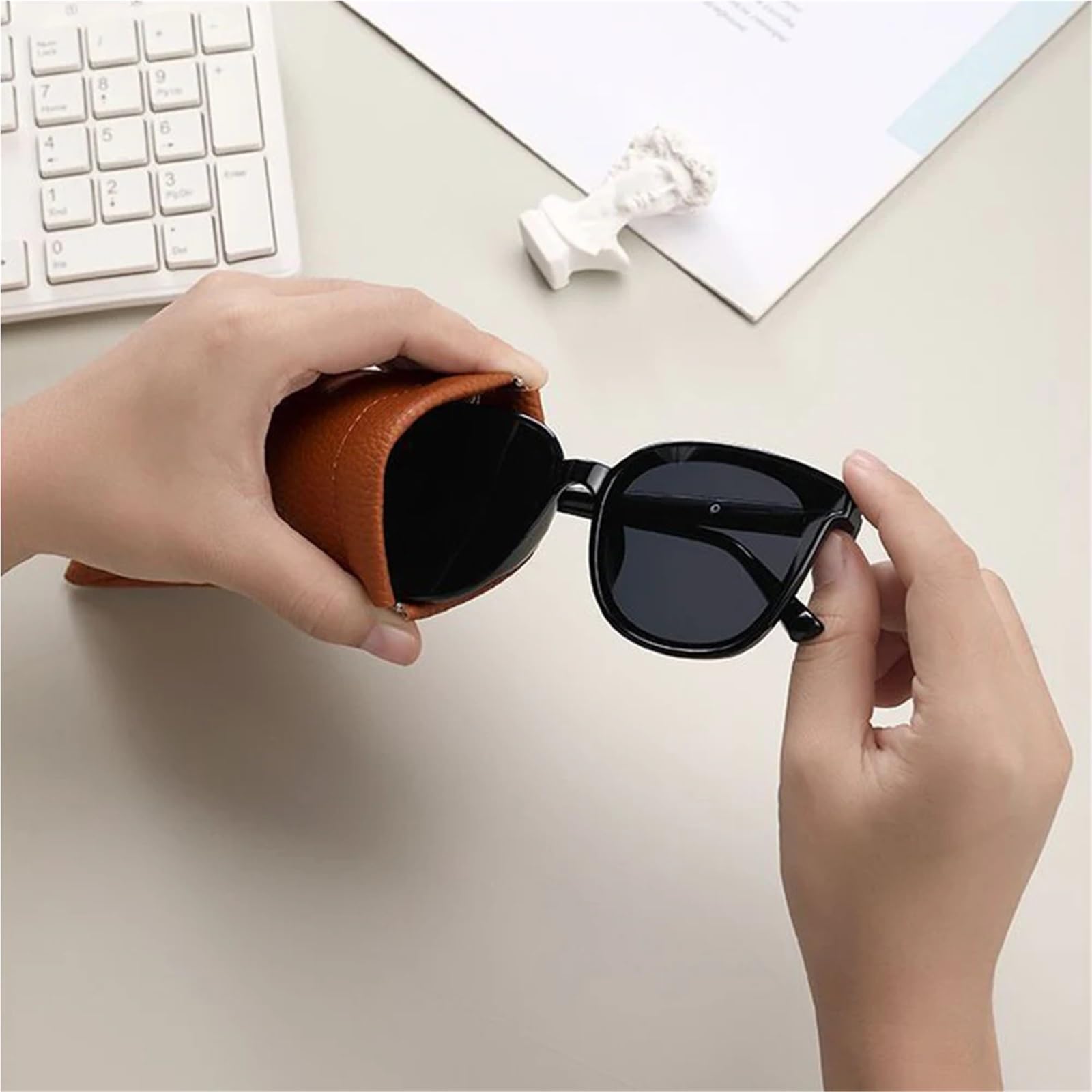 funda gafas Estuche For Gafas De Mujer PU Con Cierre Automático Suave Organizador Cables Datos