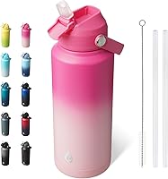 Vista 21 de BJPKPK - Botella de agua aislada con tapa de popote, termo grande de 40 onzas, botellas de agua de acero inoxidable libres de BPA a prueba de fugas