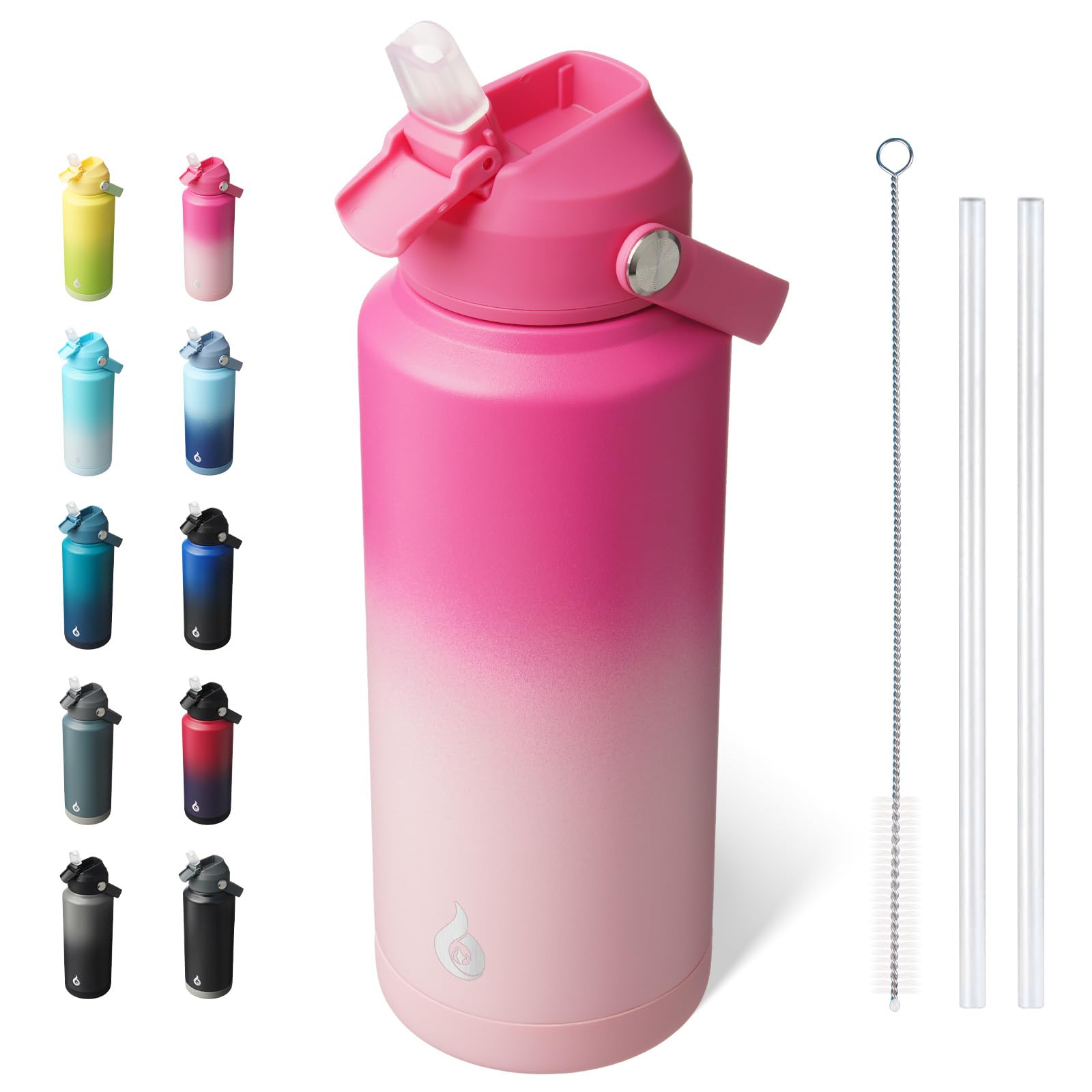 BJPKPK 950 ml Insulated Water Bottle with Straw Lid and Flex Handle