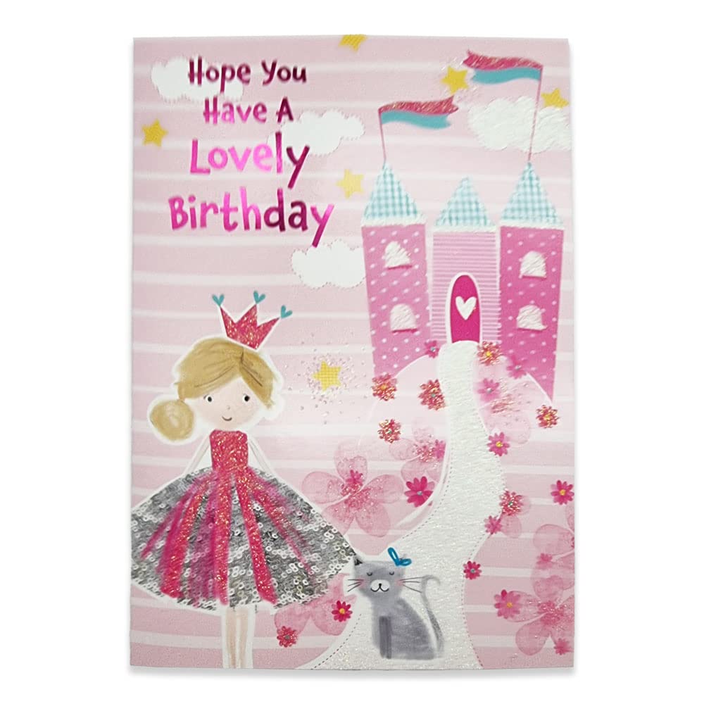 Juvenile Birthday Card for Her - Beautiful Foil Print Finish – Size 19cm x 13cm – 100% Recyclable – Eco Friendly – Received with LOVE (Lovely Birthday)