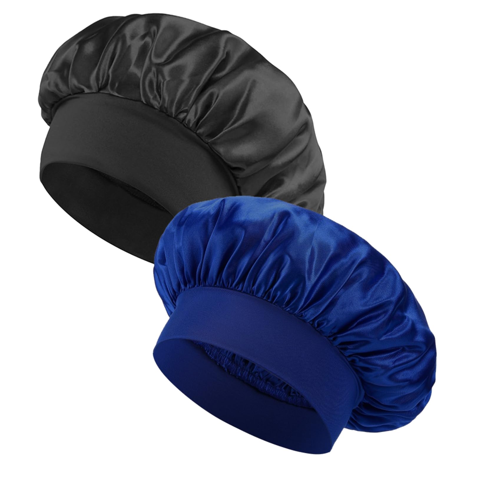 2Pièces Bonnet Satin Cheveux Nuit,Soie de en Turban Femme Bouclés Bonnets,Silk Foulard Elastique Boucler Casquettes Chapeaux,pour Femmes