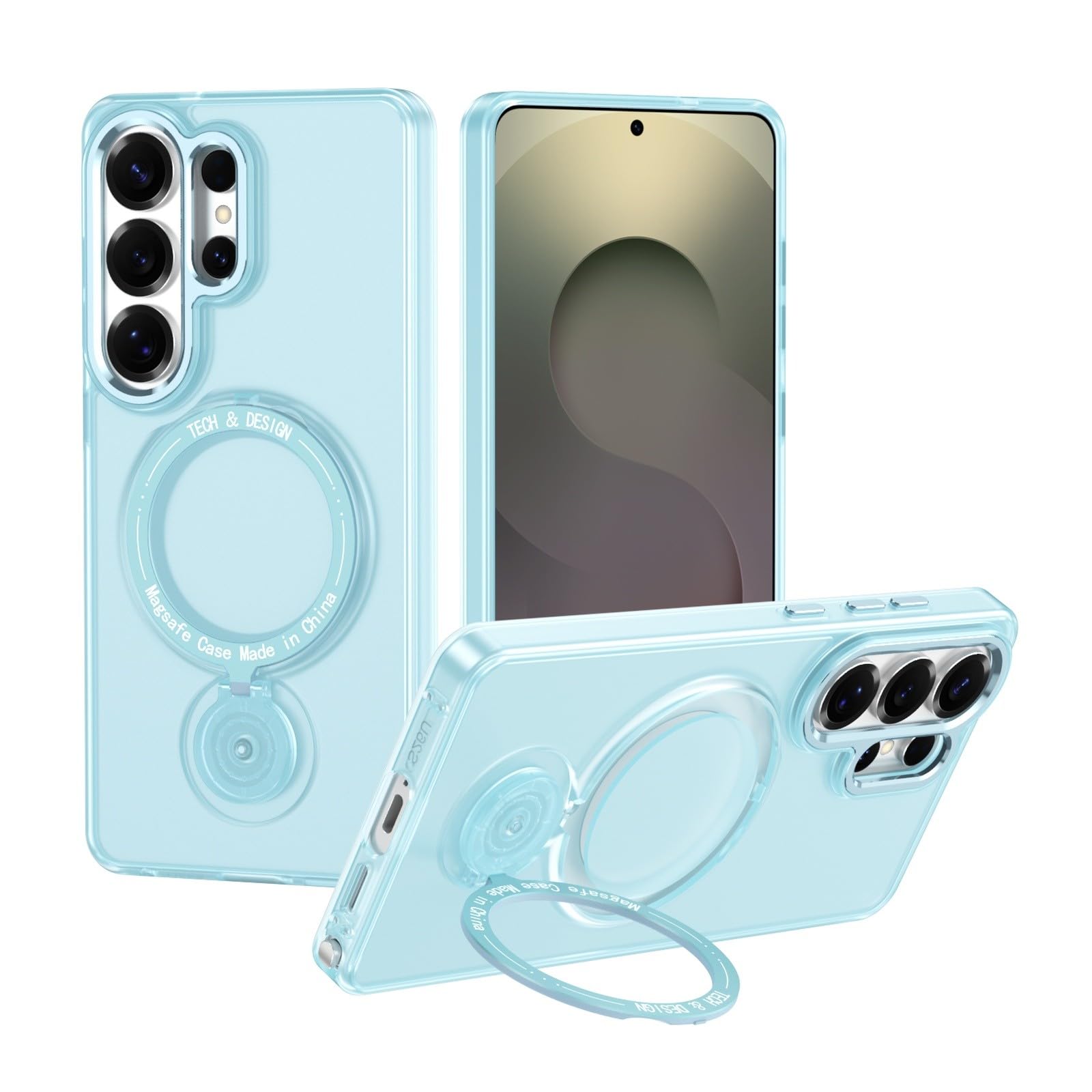 Coque rigide Samsung S25 Plus bleu finition silicone premium - 6