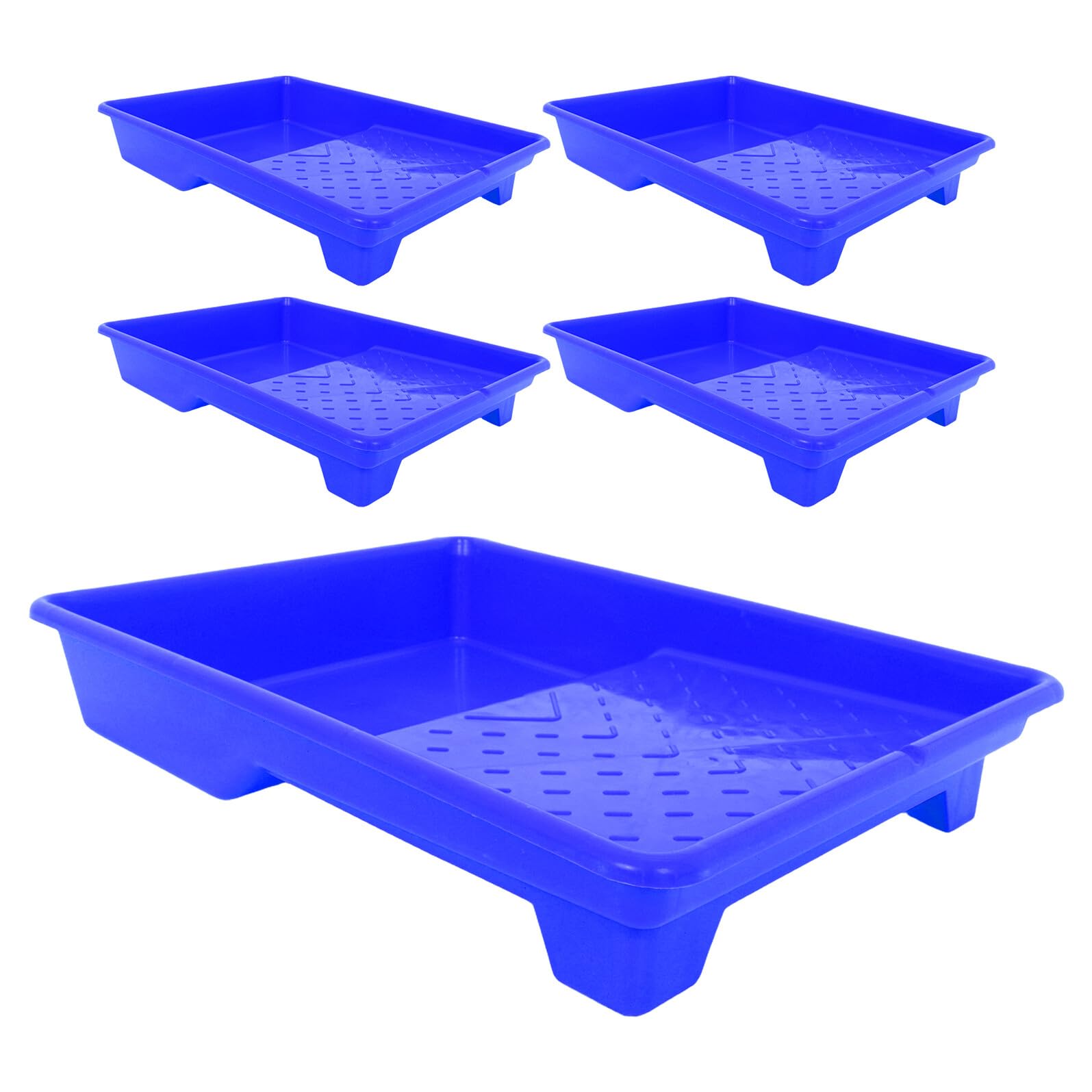 Paletas de pintura reutilizables juego de 5 bandejas de plástico de 9 pulgadas azul lavable