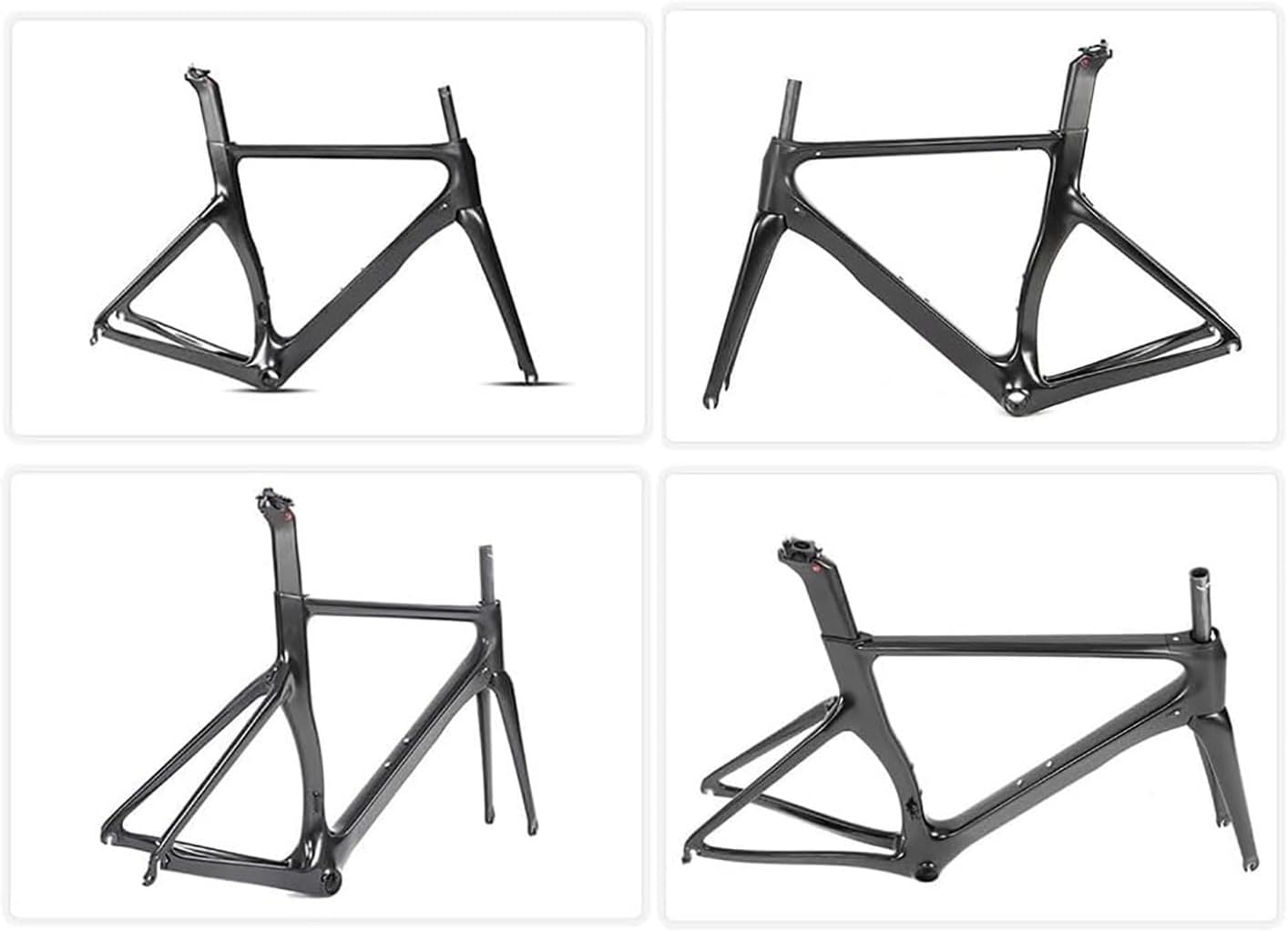 46CM/48CM/50CM/52CM/54CM Carbon Fiber Road Bike Frameset with Fork C Brake QR 100/130mm Internal Routing Racing Bicycle Frame (Color : Gloss Black, Size : 46cm)