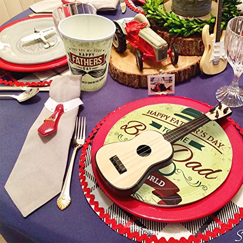 Fathers Day Party Plates Decorations, Serves 24 Guests Paper Plates Cups Party Supplies, Happy Father's Day Disposable Plates Celebration Favors 9" Round Dinnerware Platters Tableware Dishes #TOP4