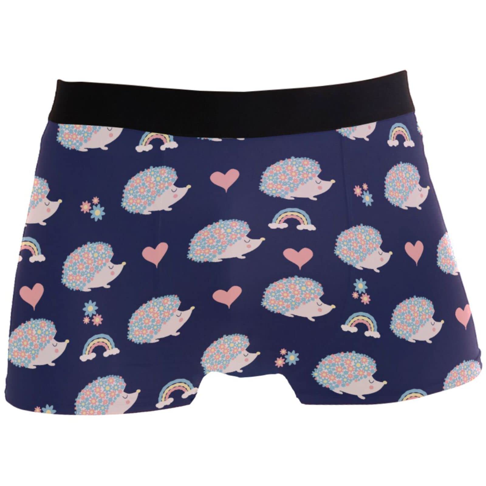 351 Men'S Briefs Cute Hedgehog Flower Rainbow Boxer Briefs Shorts Funny Boxer Pants Comfort Boxers Briefs For Husband, Lover, Dad L