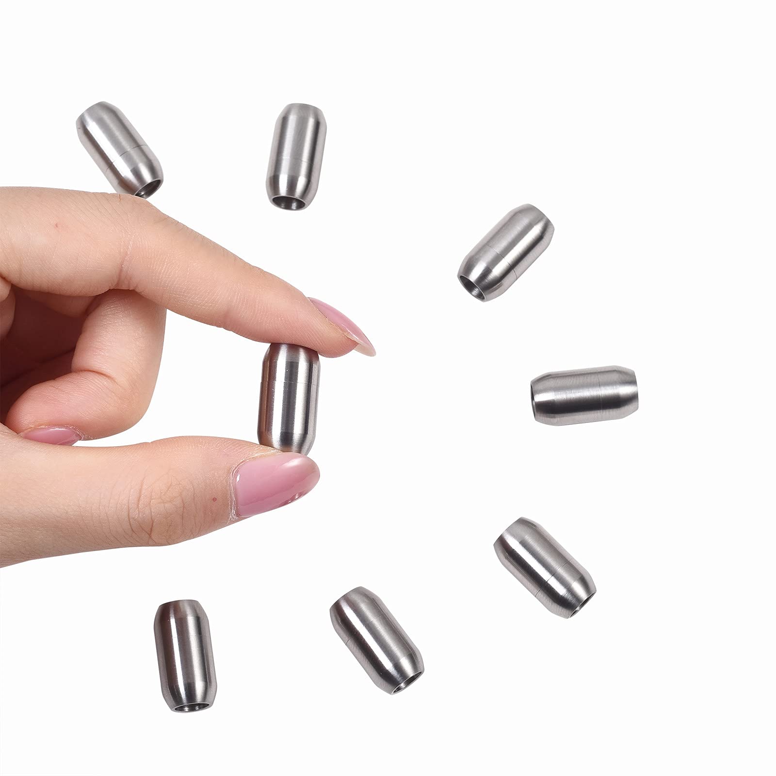 Airssory, 10 chiusure magnetiche in acciaio inox 304, resistenti chiusure magnetiche, connettori per collane, bracciali, gioielli, 18 x 8 mm