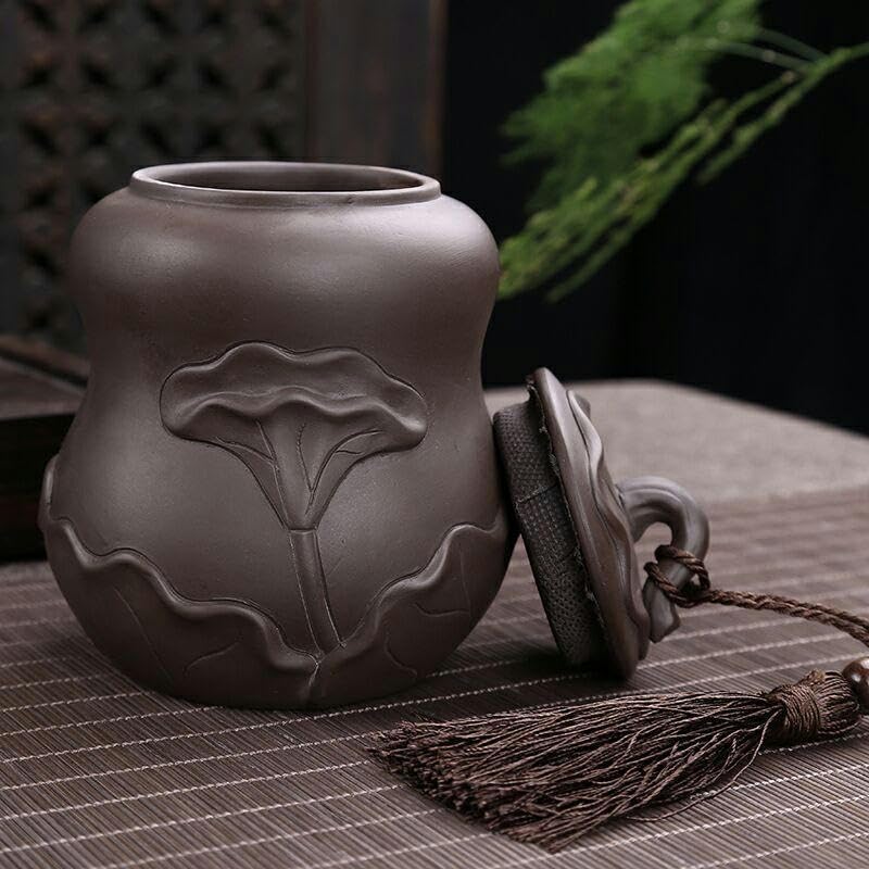14 * 10CM Barattoli in Ceramica di Loto con Coperchi Barattoli ermetici in Ceramica per tè e caffè Barattoli per Zucchero in Porcellana Vintage in Argilla Viola