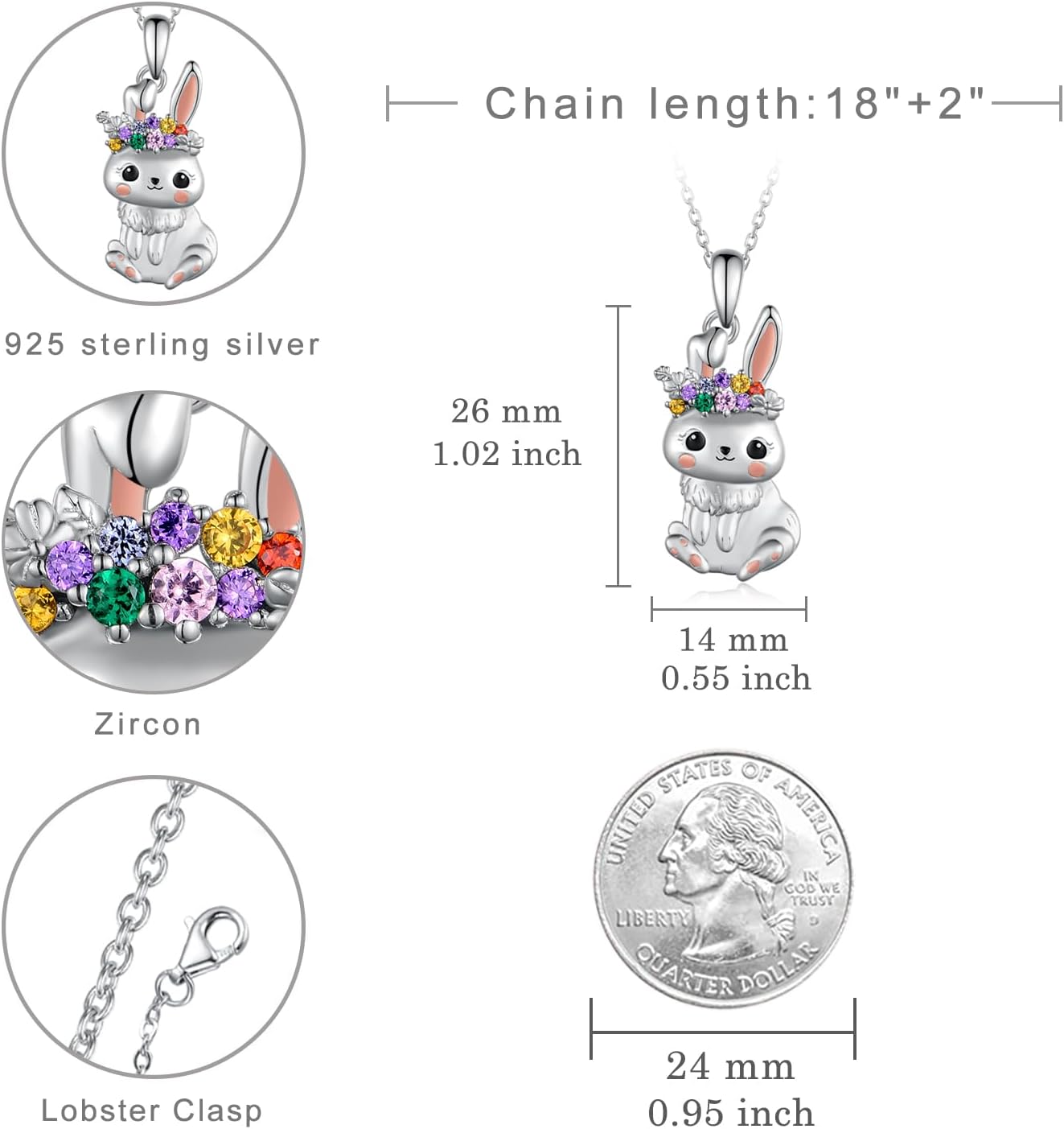 Highland Cow/Axolotl/Goat/Panda/Giraffe/Raccoon Necklace 925 Sterling Silver Animal Pendant Necklace with Colored Zircon Animal Jewelry Gift for Girls Women Daughter - Image 6