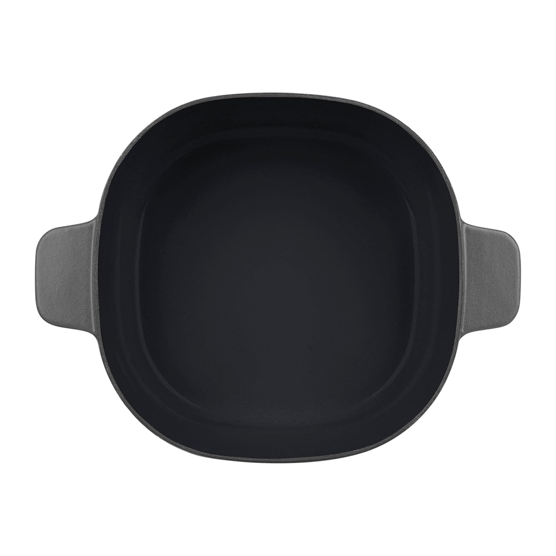 Sitram 716936 - Casseruola quadrata in ghisa smaltata, 3 litri, lunghezza 21,5 cm, larghezza 21,5 cm, altezza 9 cm, esterno e interno nero opaco, tappo in acciaio inox, tutte le fonti di calore tra