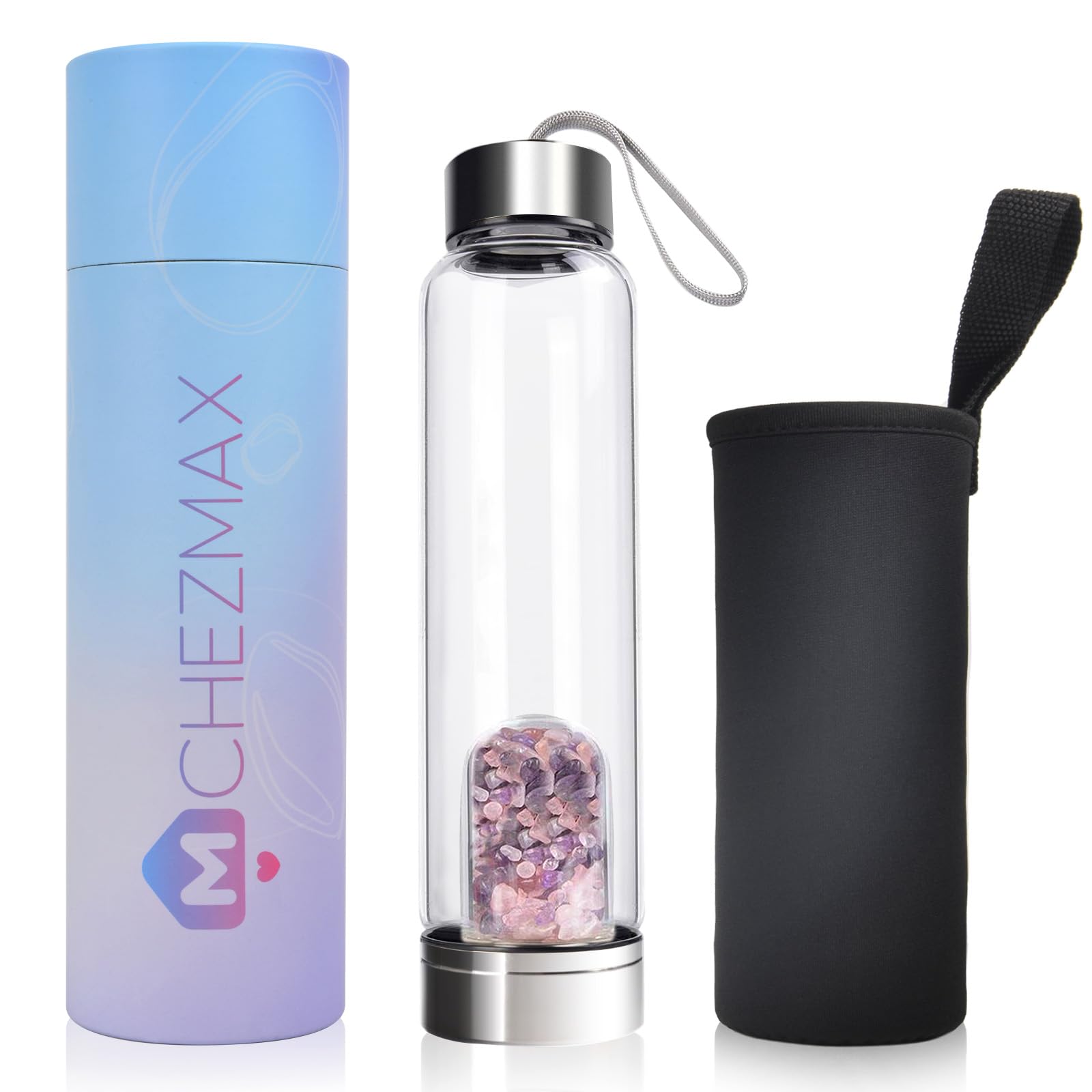 Amazon.com: Crystal Glass Water Bottle - Crystal Clear Infused