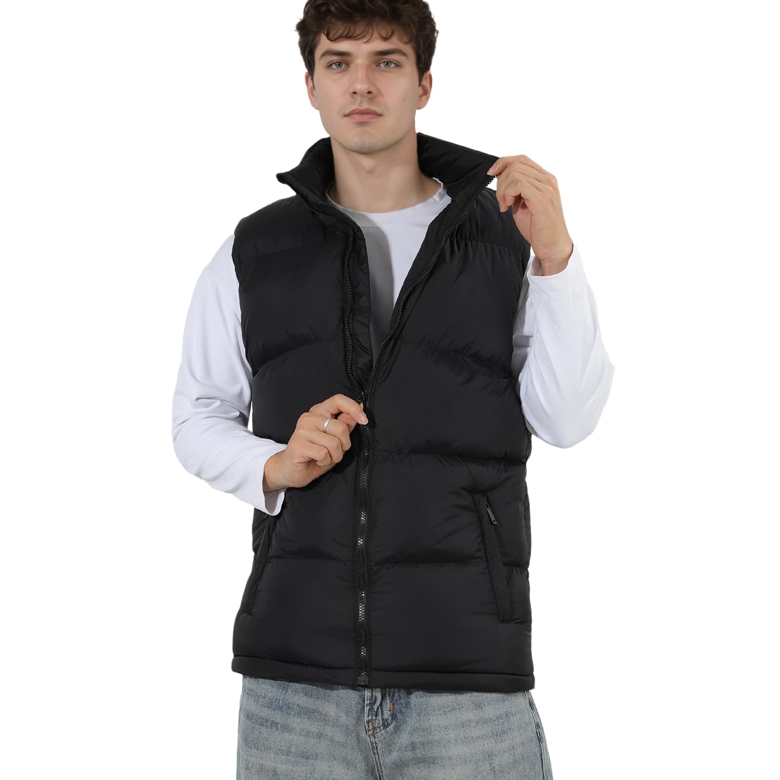 LHHMZ Chaleco para hombre al aire libre Chaqueta ligera sin mangas, Chalecos ultraligeros Chaqueta con cuello alto