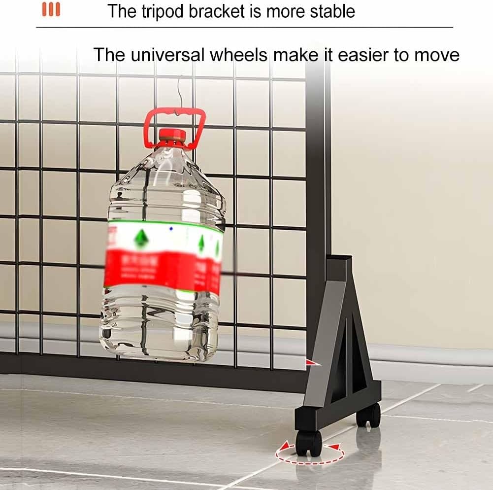 Versatile Black Grid Wall Panels with Wheels - Standing Display Rack for Retail, Home, Trade Shows & Office, 60x40x100 cm Art Gridwall Stand, Adjustable & Portable