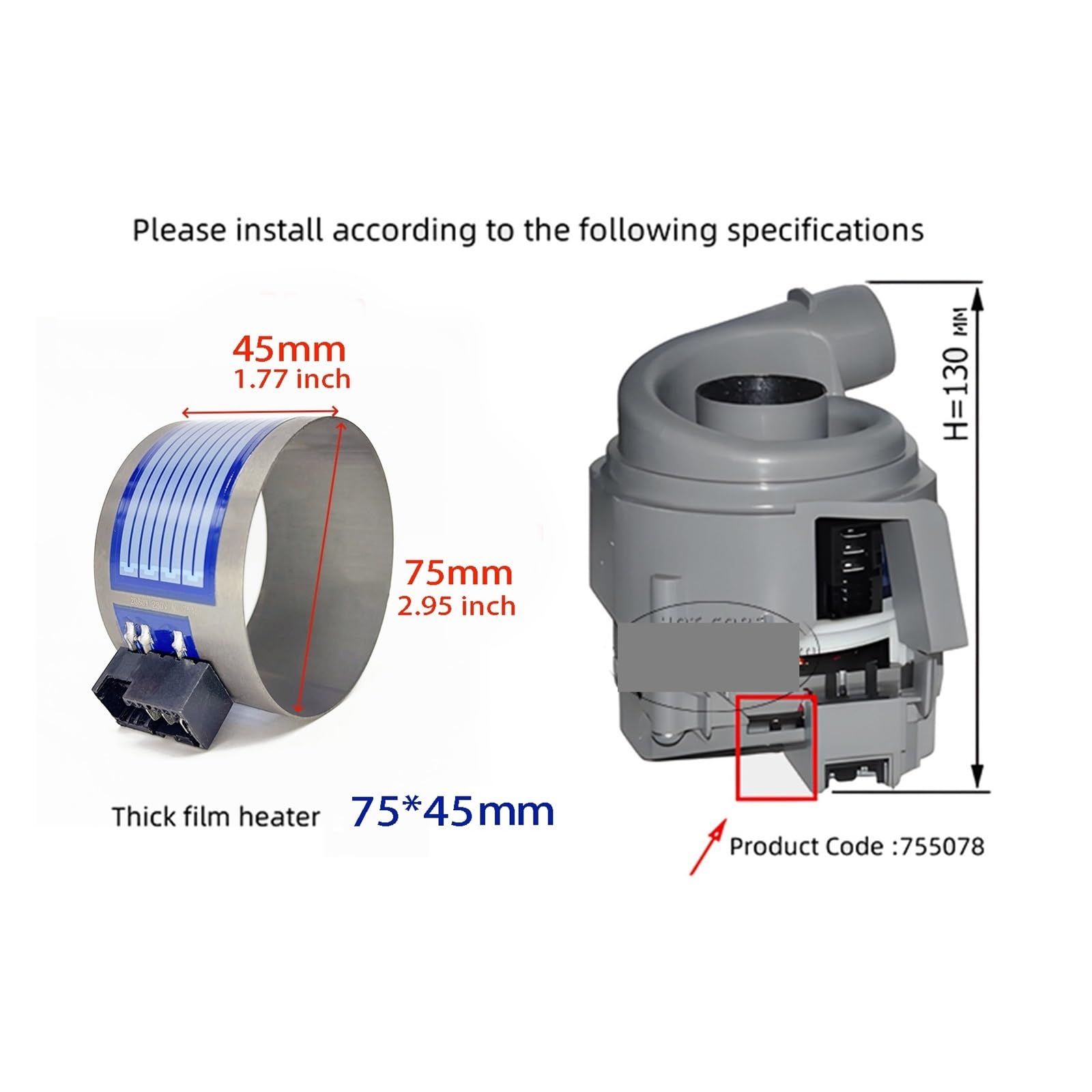 Tubo calefactor de película gruesa, compatible con Siemens, lavavajillas