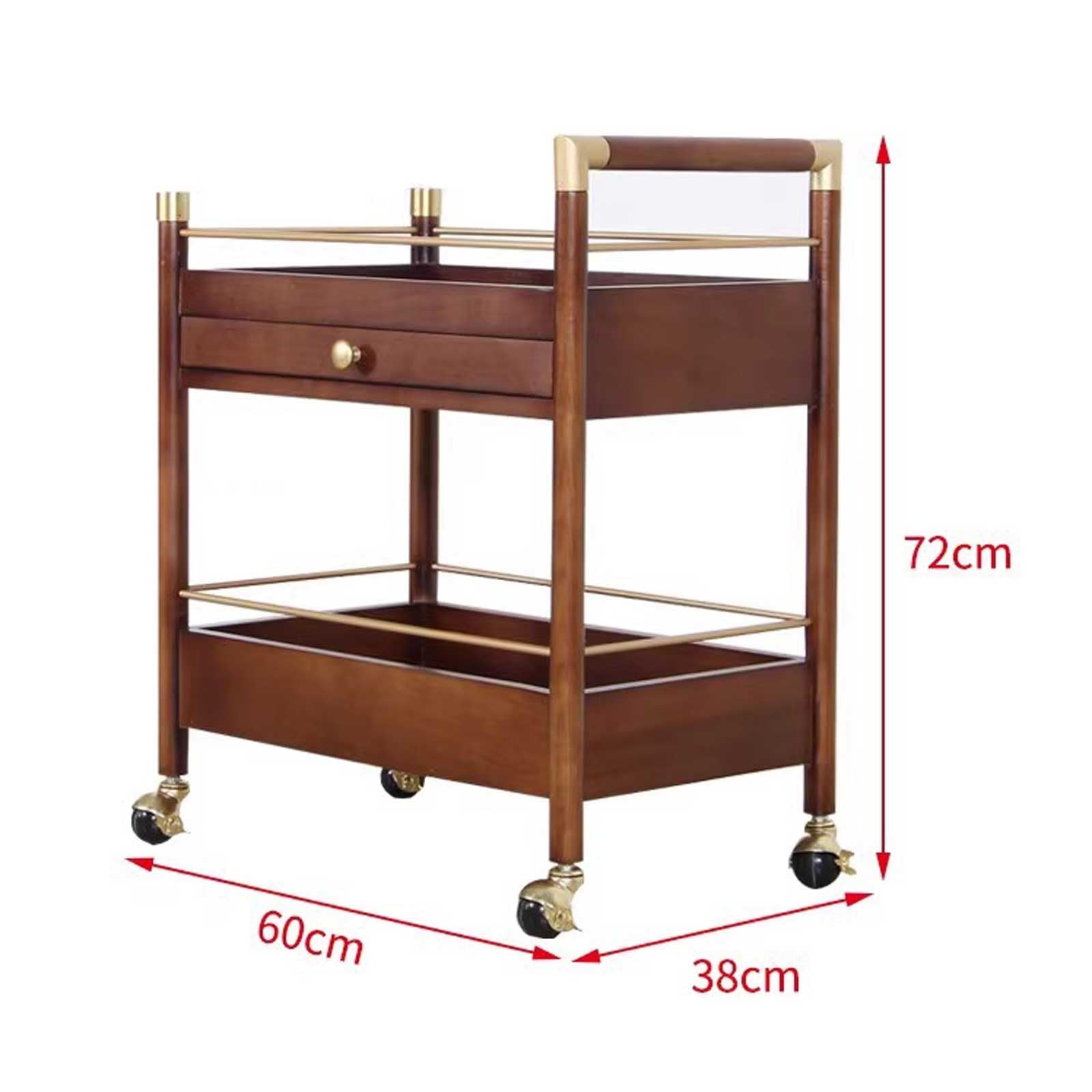 Multifunktionaler Küchenwagen mit 2 Ebenen, Rollwagen aus Holz mit feststellbaren Rollen, Aufbewahrungswagen für Bastelbedarf, Servierwagen für Büro und Badezimmer