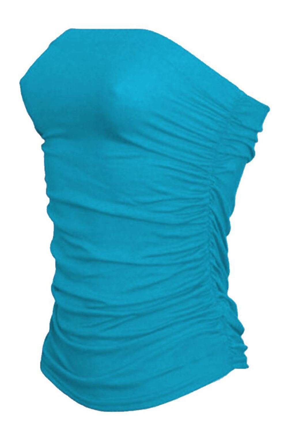 RIDDLED with Style Women Bandeau Strapless Boob Tube Top Ladies Side Ruched Crop Everyday Wear Plain Bra Turquoise