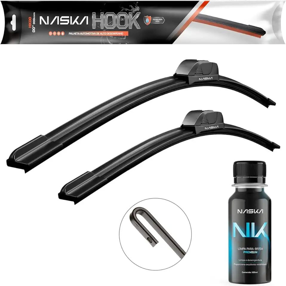 Palheta Limpador Para-brisa Naska Hook Silicone Encaixe Modelo Gancho (Compatível com HB20 2012 a 2019)
