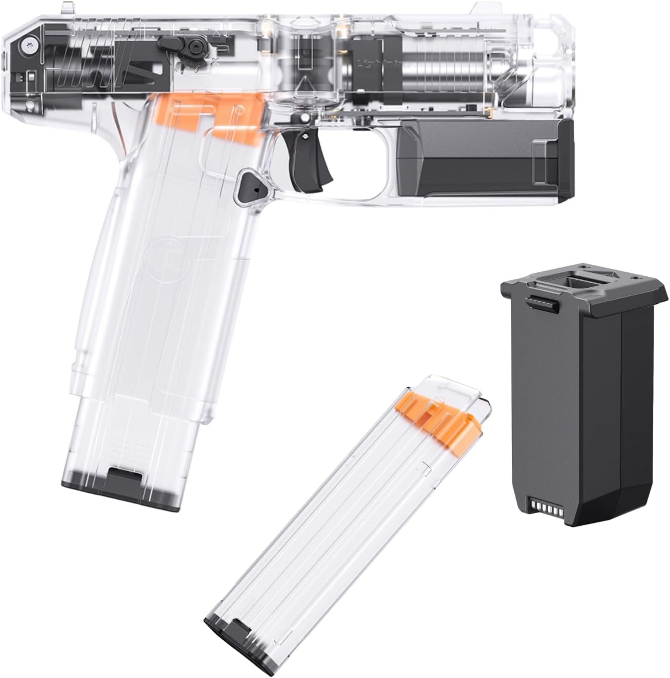 AIT Toy x 40MAX Lightning Brushless Motor Flywheel Foam Dart Blaster, OLED Display, 10-Dart Capacity, Clear Housing (3PCS, Standard Magazine)
