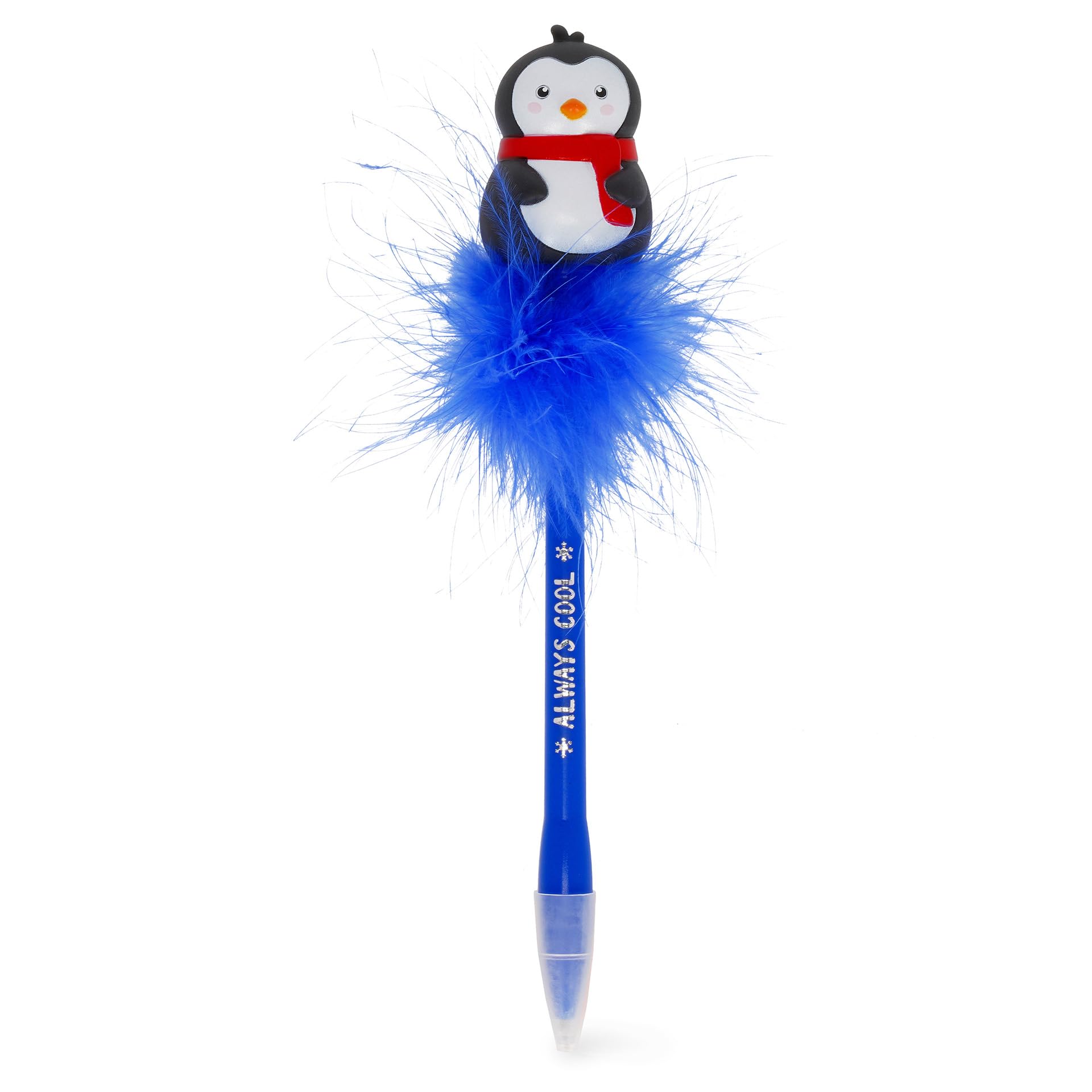 Legami - Luminous Penguin Ballpoint Pen, Blue Ink, 0.7 mm Tip for Children and Adults, Penguin Theme, 3.5 x 20 cm