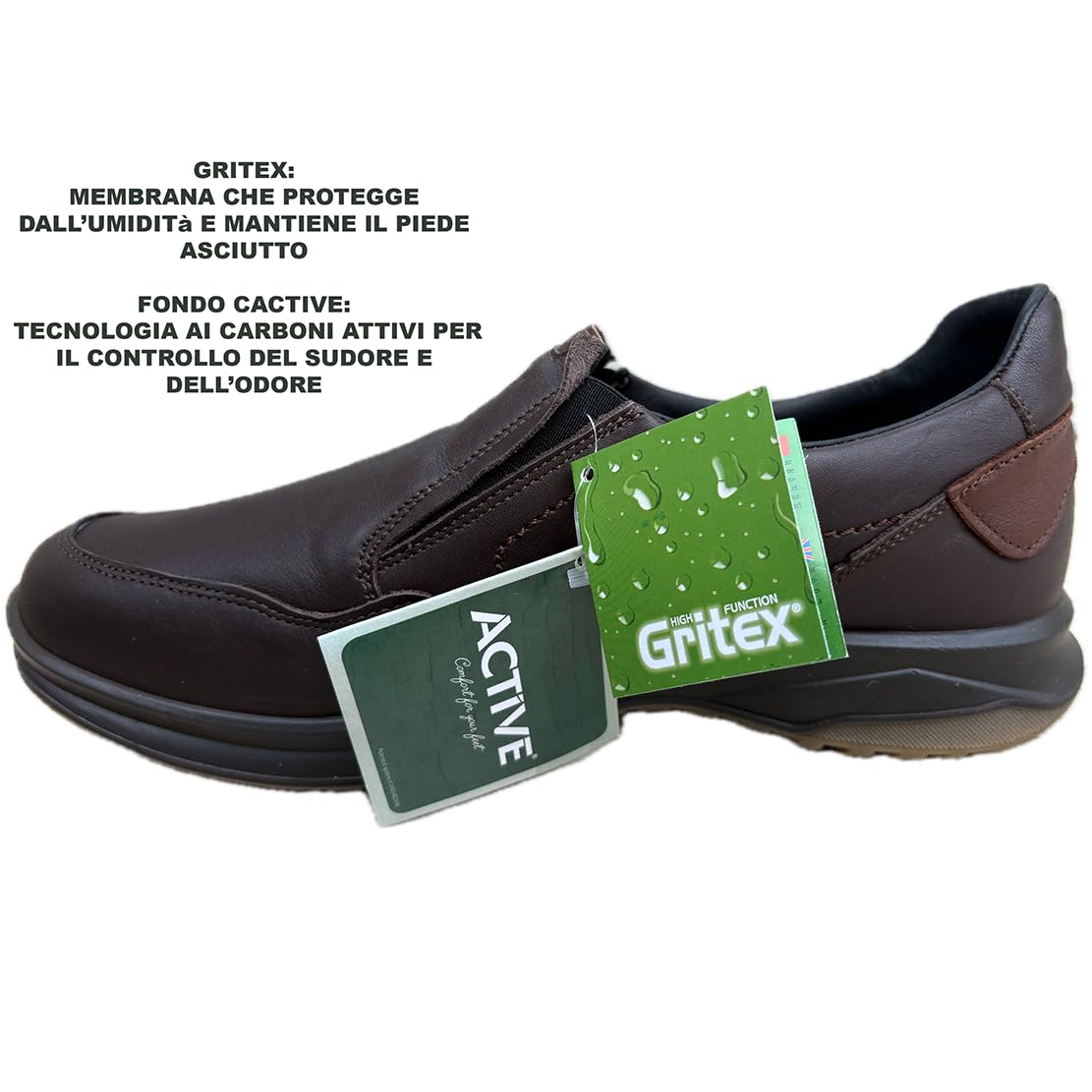 Grisport Scarpe Invernali Uomo Città Mocassini in Pelle Senza Lacci SLIPFIT Lion Impermeabili gritex Suola Antiscivolo Fondo Active