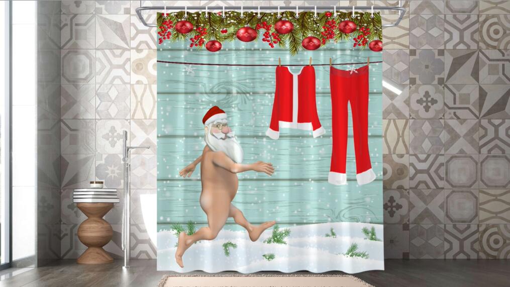 Rideau De Douche Tissu Hiver Frosty The Happy Snowman - Déco Salle De Bain