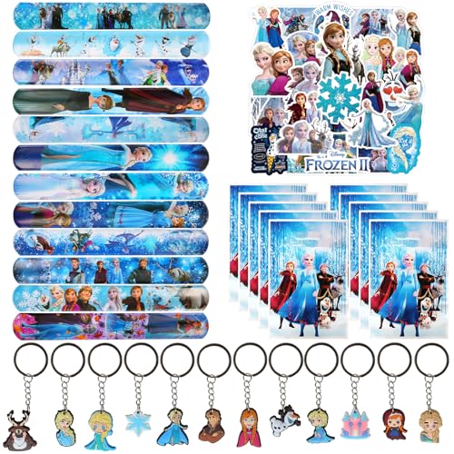 GUBOOM Frozen Festa aniversário crianças presentes, 84 peças presentes para festas de Frozen, pulseira infantil Frozen, autocolante, porta-chaves Frozen saco presente Frozen, para festas de