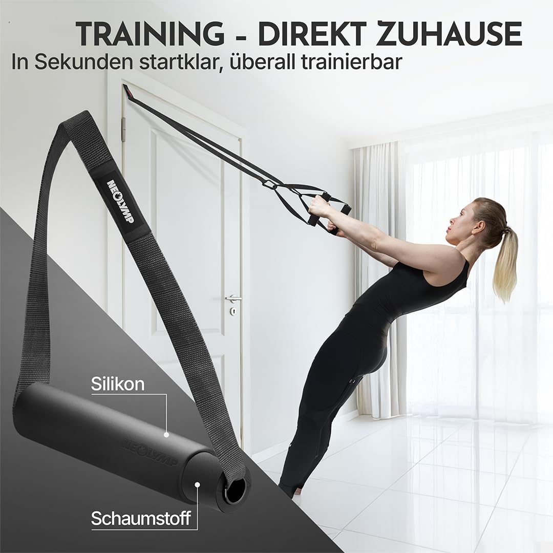 NEOLYMP Schlingentrainer mit Türanker & Befestigungsgurt – Verstellbarer Sling Trainer für Zuhause, Outdoor & Reisen – Widerstandsbänder Set für Funktionelles Ganzkörpertraining