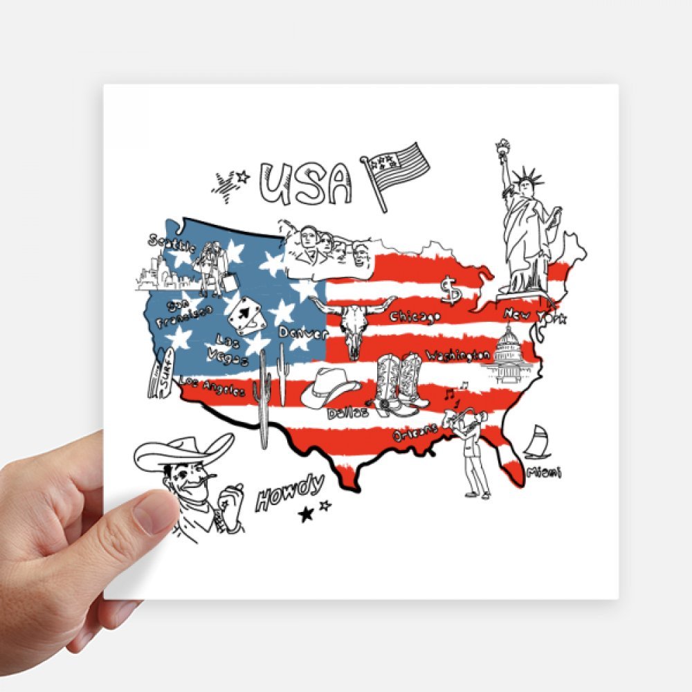 Decal Amérique Carte Liberté autocollant de 20 cm avec illustration multicolore nette