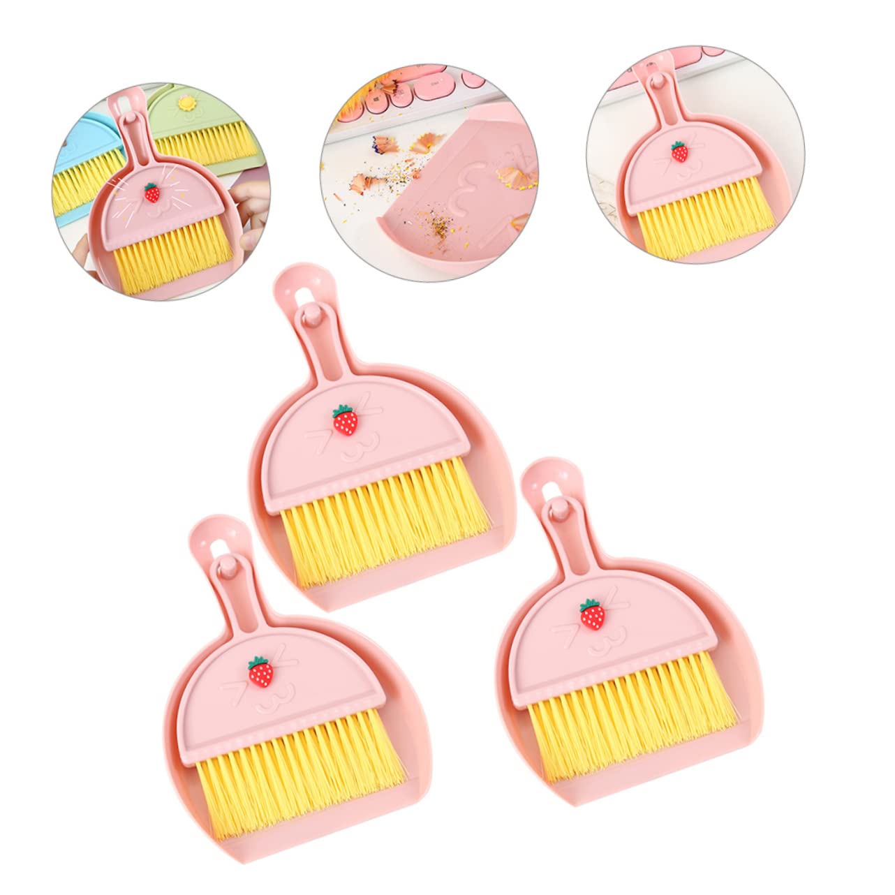 Beaupretty 3Sets Mini Cleaning Broom for Keyboards and Desktops Adorable Dustpan and Brush Kit for Air Vents Car Gaps Home and Office Use Sweeping Tools