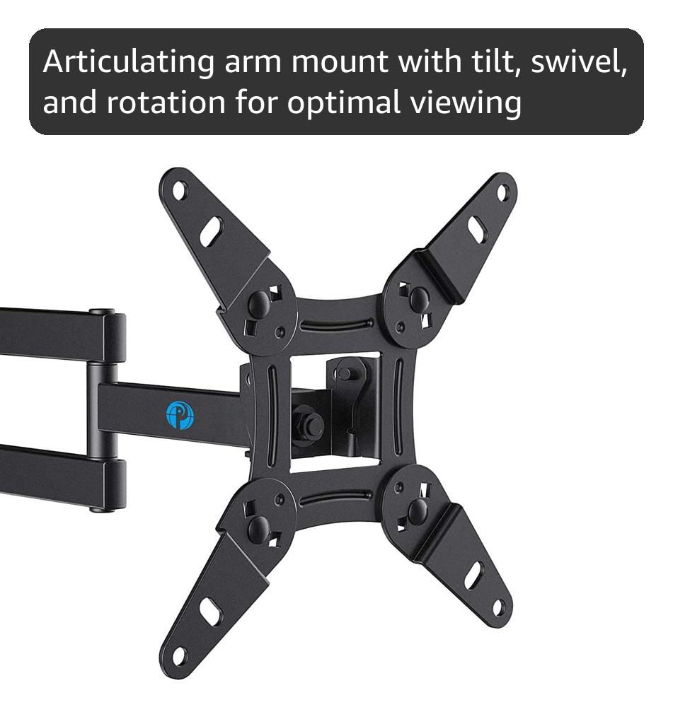 Pipishell Full Motion TV Wall Mount for Echo Show 21/15 and 13-43 Inch Flat Curved Screen TVs & Monitors, Max VESA 200x200mm up to 44lbs, TV Mount Wall Bracket with Rotation Swivel Tilt Extension
